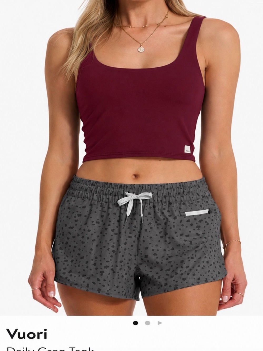 Vuori Daily Crop Tank – Burgundy – Size S
